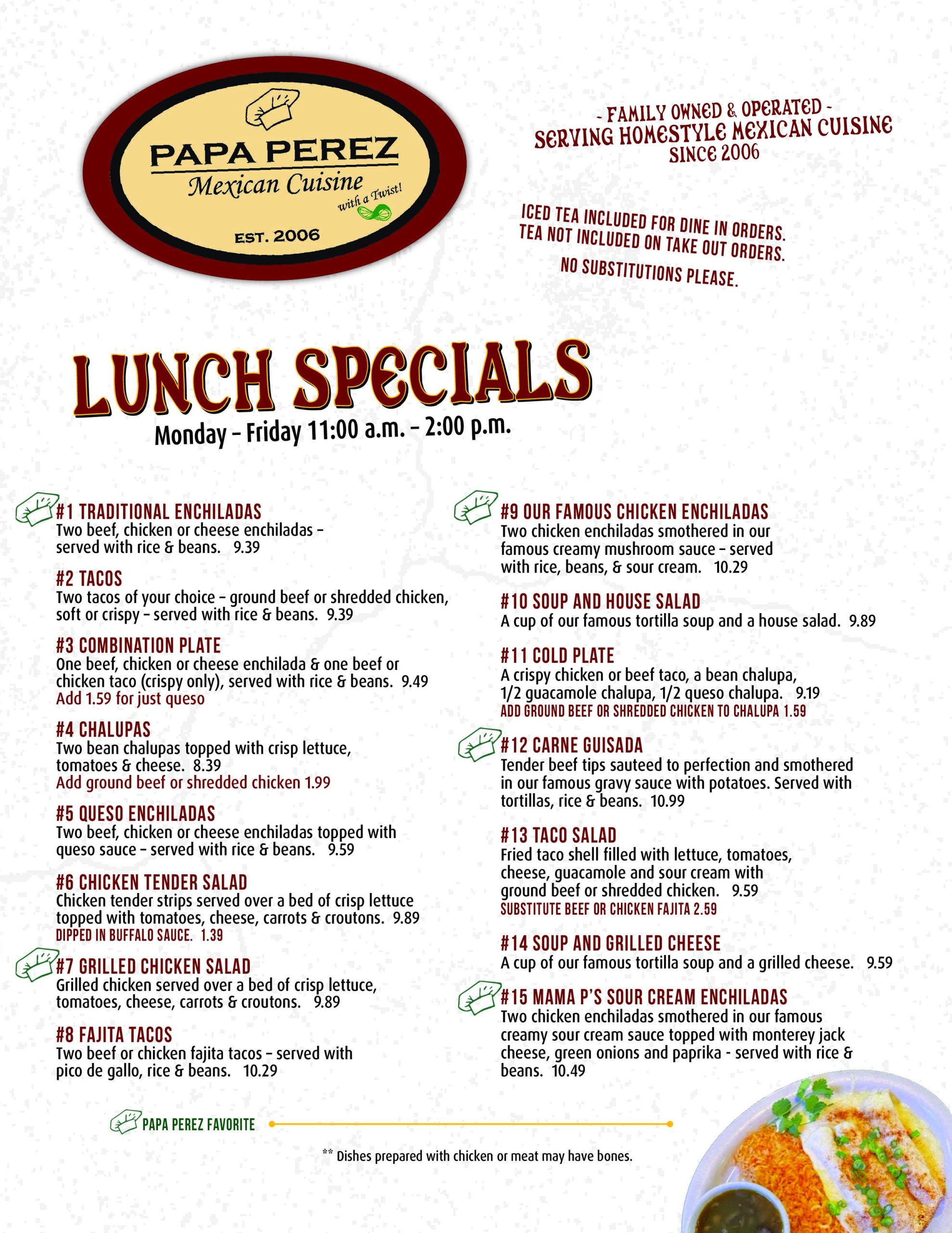 Lunch Specials